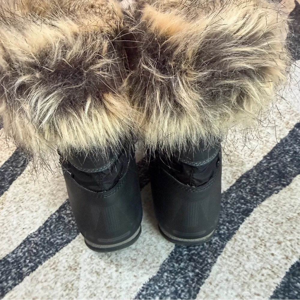 Moon Boot Monaco Low WP 2 Waterproof Black Faux Fur Lined Boots Excellent